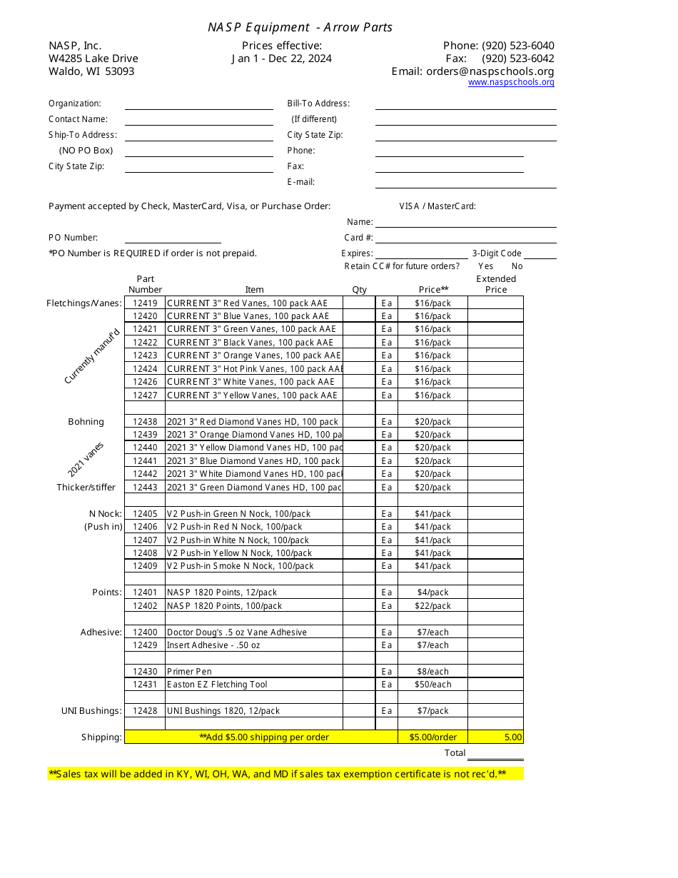 2024 Pennsylvania Nasp Equipment Arrow Parts Fill Out, Sign Online