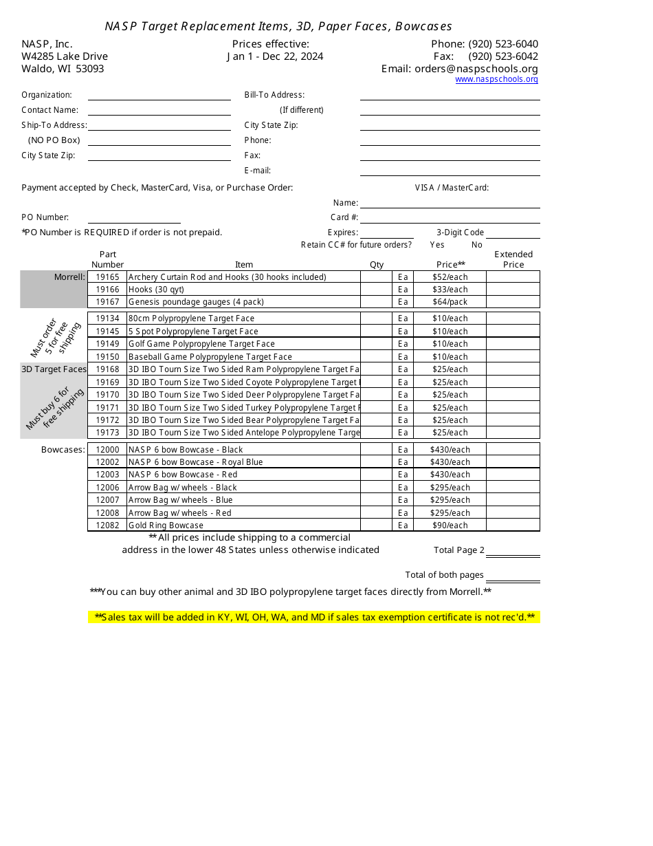 Nasp Target Replacement Items, 3d, Paper Faces, Bowcases - Pennsylvania, Page 2