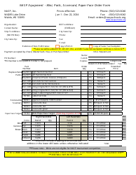 Document preview: Nasp Equipment - Mini, Parts, Scorecard, Paper Face Order Form - Pennsylvania, 2024