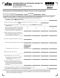 Document preview: Form 40-UT (SFN28744) Underpayment of Estimated Income Tax by Corporations - North Dakota, 2023