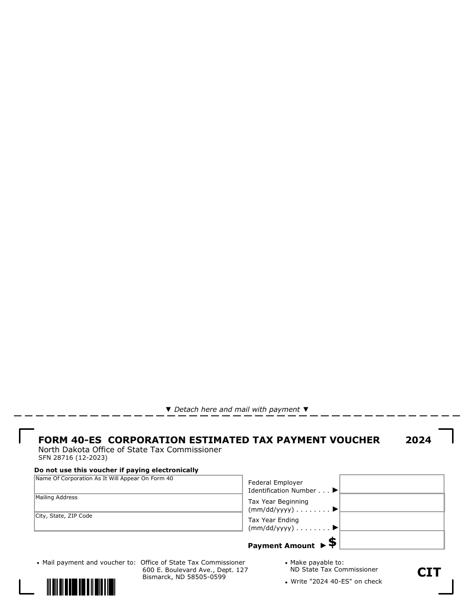 Form 40-ES (SFN28716) Estimated Income Tax - Corporations - North Dakota, Page 4