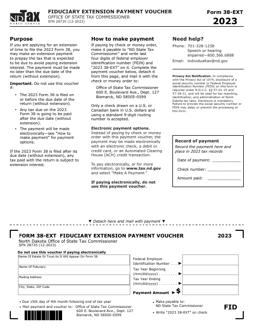 Form 38-EXT (SFN28735) 2023 Printable Pdf