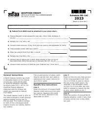 Document preview: Form SFN28743 Schedule ND-1AC Adoption Credit - North Dakota, 2023