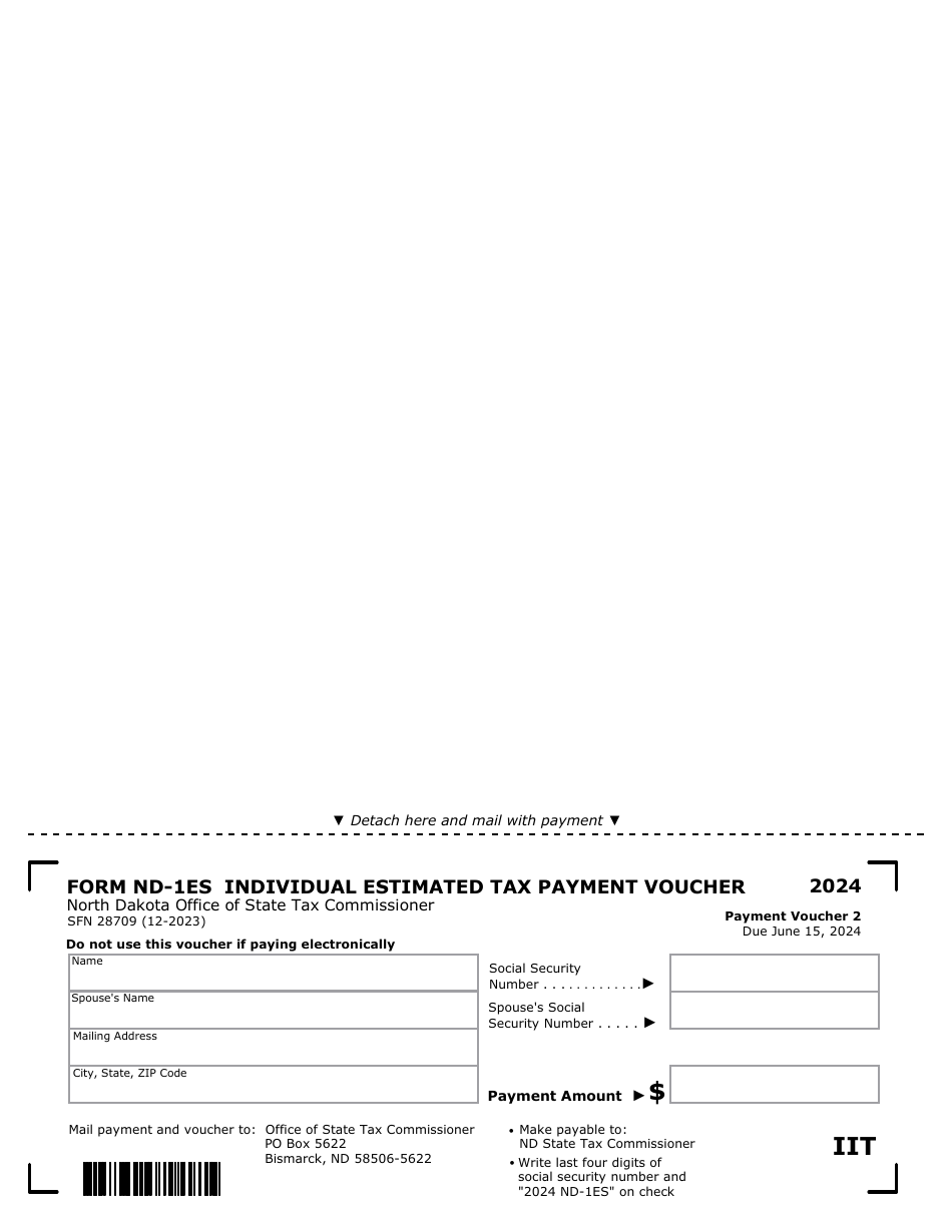 Form Nd 1es Sfn28709 Download Fillable Pdf Or Fill Online Estimated Income Tax Individuals 5799