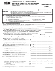 Document preview: Form SFN28704 Schedule ND-1UT Underpayment or Late Payment of Estimated Income Tax for Individuals - North Dakota, 2023