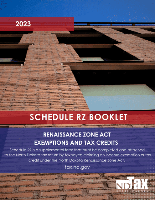 Instructions for Form SFN28706 Schedule RZ Renaissance Zone Income Exemption and Tax Credits - North Dakota, 2023
