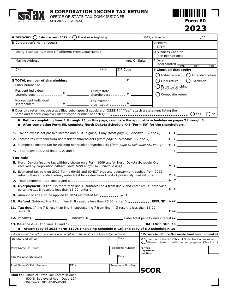 Form 60 (SFN28717) - 2023 - Fill Out, Sign Online and Download Fillable ...