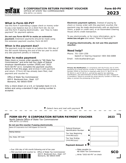 Form 60-PV (SFN28751) 2023 Printable Pdf