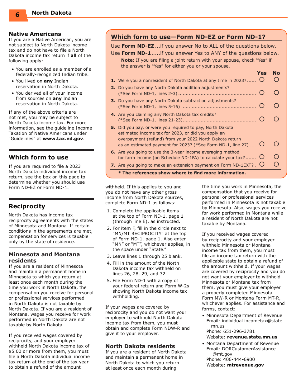 Download Instructions for Form NDEZ, ND1, SFN28745, SFN28702 PDF