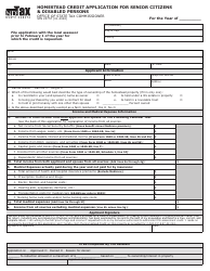 Form SFN24757 Homestead Credit Application for Senior Citizens &amp; Disabled Persons - North Dakota