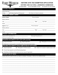 Historic Site Tax Exemption Application - City of Fort Worth, Texas, Page 2