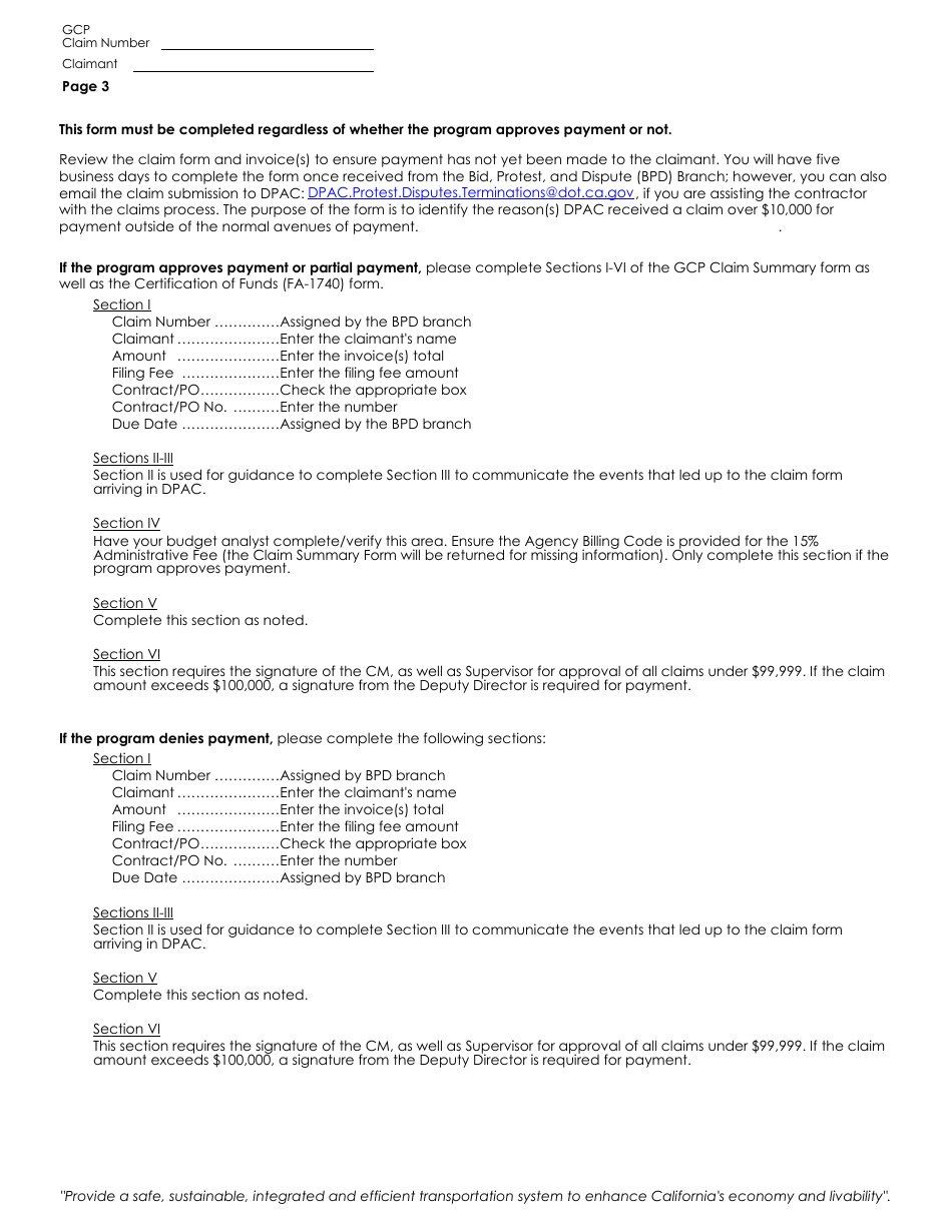 Claim Summary (Gcp) - California, Page 3