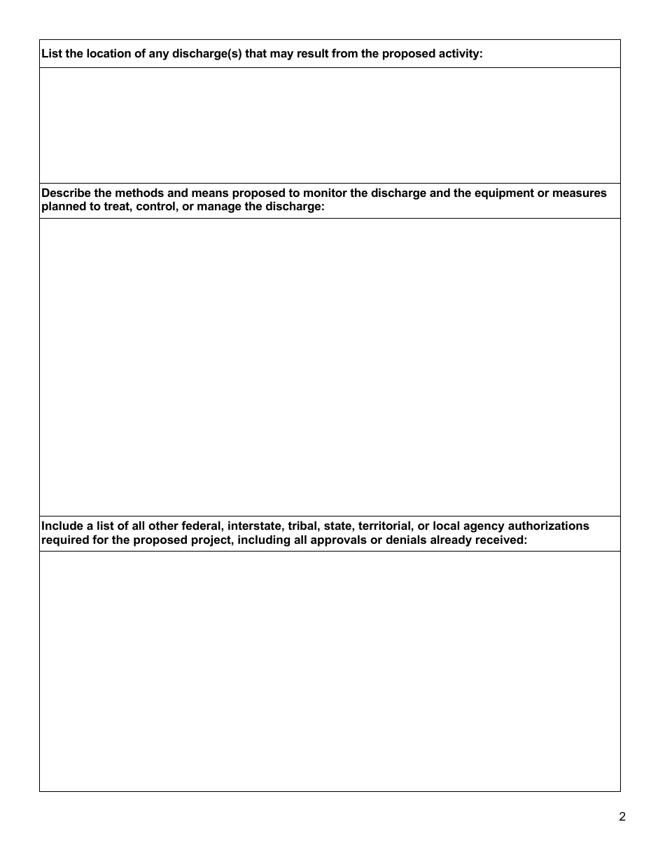 Request for Certification - 401 Program - Oregon, Page 2