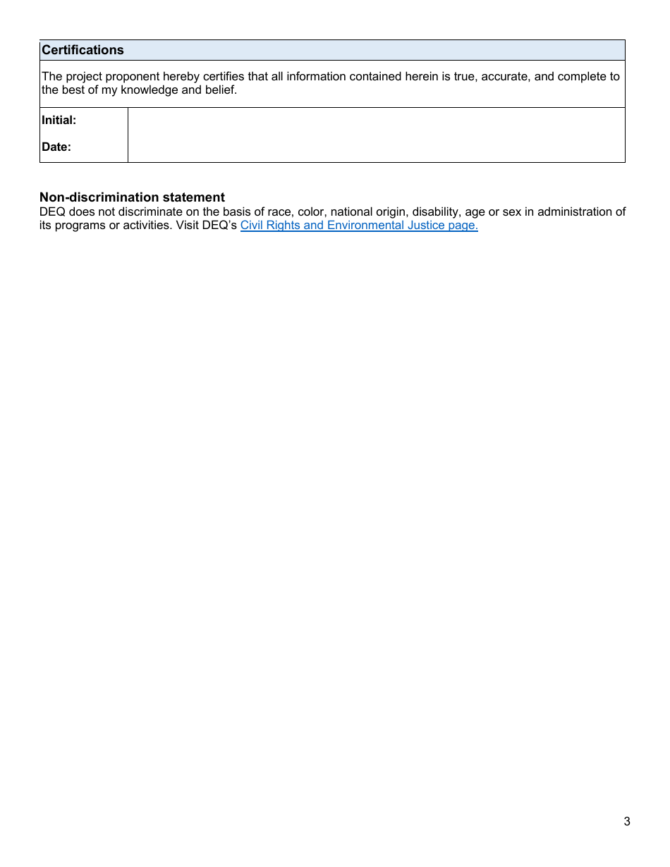 Request for Certification - 401 Program - Oregon, Page 3