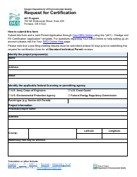 Document preview: Request for Certification - 401 Program - Oregon