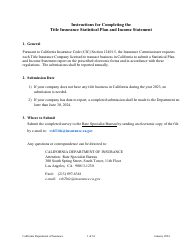 Instructions for California Title Insurance Statistical Plan and Income Statement Report - California