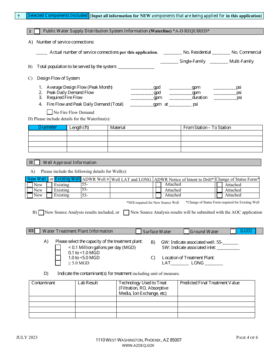 Approval to Construct Drinking Water Facilities Application - Arizona, Page 4