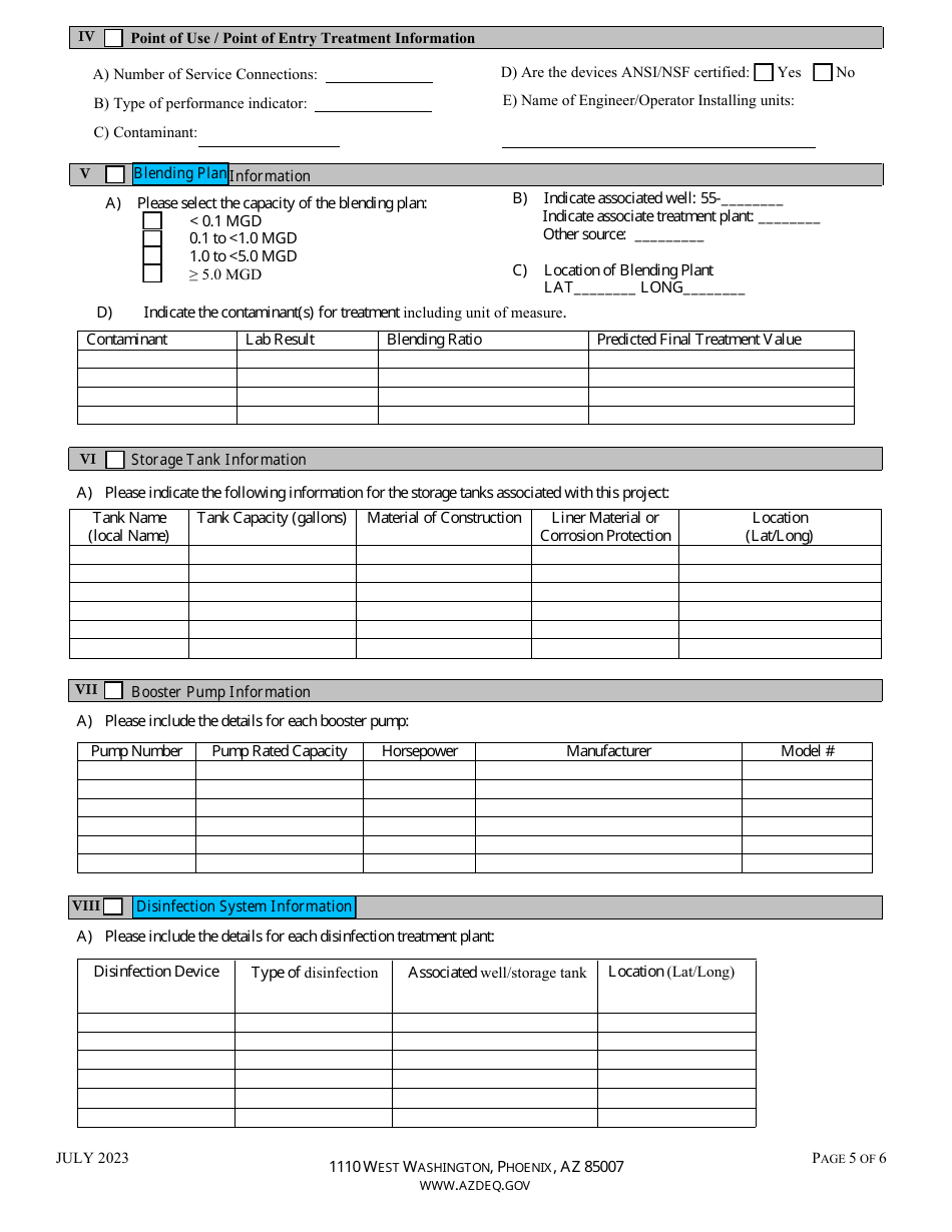 Approval to Construct Drinking Water Facilities Application - Arizona, Page 5