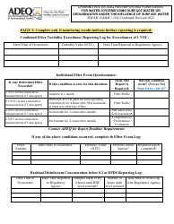Form DWAR15AB Drinking Water Analysis Reporting Form (Dwar) for Water Systems Using Surface Water or Groundwater Under the Influence of Surface Water - Direct, Conventional, and Membrane Filtration - Arizona, Page 3
