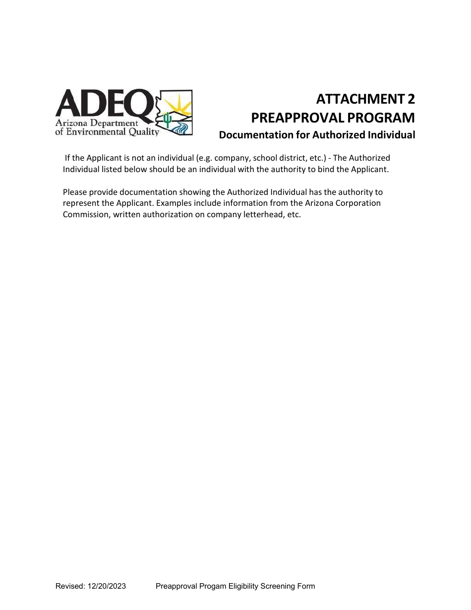 Underground Storage Tank (Ust) Preapproval Program Eligibility Screening Form - Arizona, Page 12