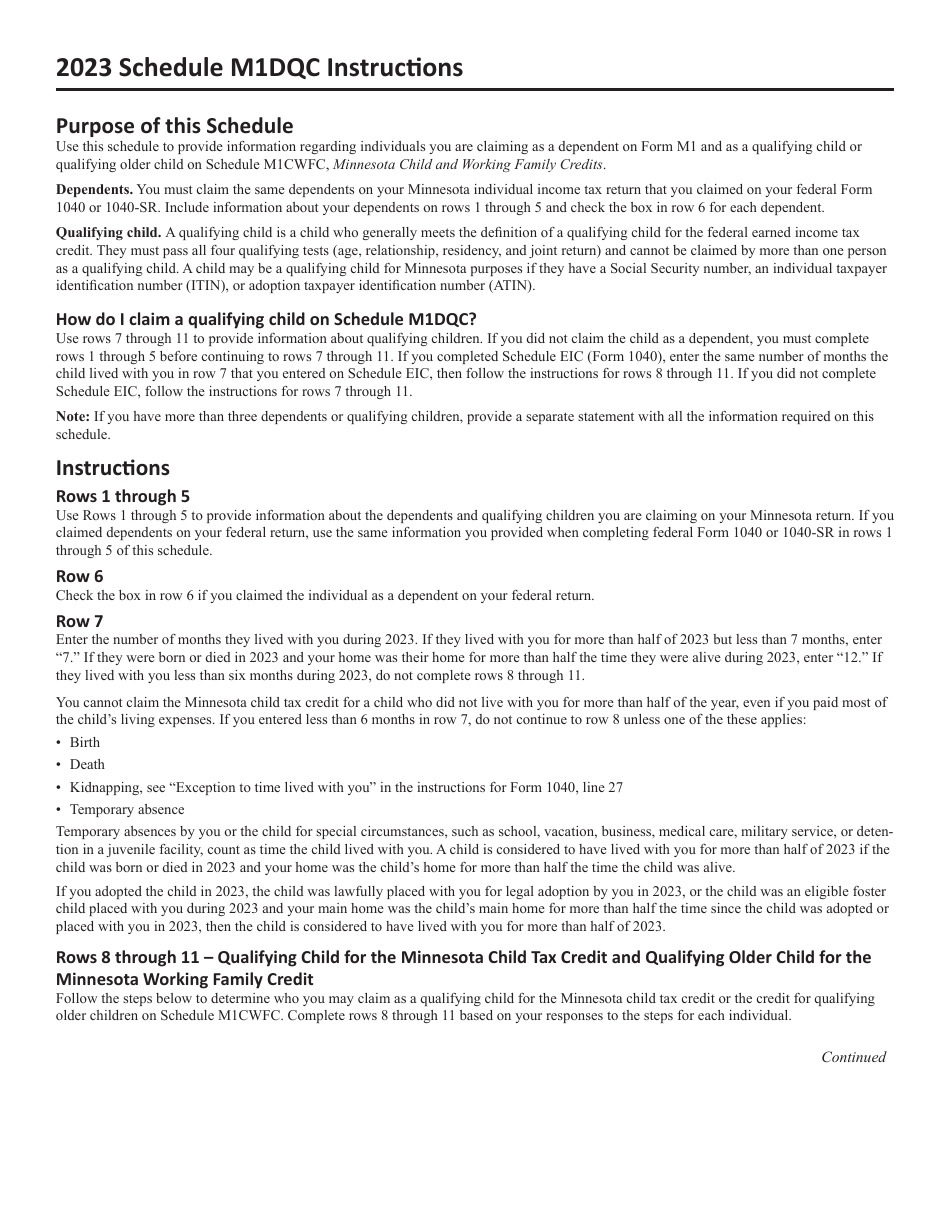 Schedule M1DQC Dependents and Qualifying Children - Minnesota, Page 2