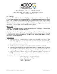 Character/Background Reference Form for Hazardous Waste Facility Permit Application - Form for Key Employee - Arizona