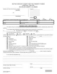 Document preview: Order for Continuance - DeKalb County, Illinois