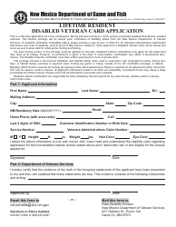 Document preview: Lifetime Resident Disabled Veteran Card Application - New Mexico