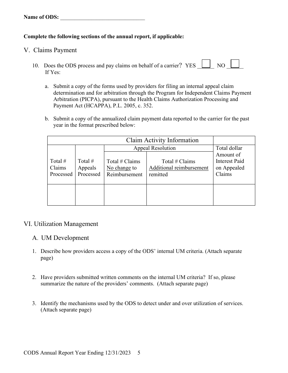 Certified Organized Delivery System (Ods) Annual Report - New Jersey, Page 6