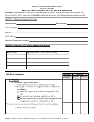 Document preview: Form OCC200 Application to Operate an Educational Program - Maryland