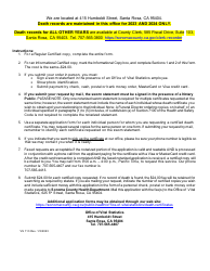 Form VS112 Application for Certified Copy of Death Records - Sonoma County, California, Page 3