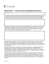 Document preview: Attachment F Trade Secret/Confidential Data Notice - Minnesota