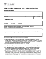 Document preview: Attachment A Responder Information/Declarations - Minnesota