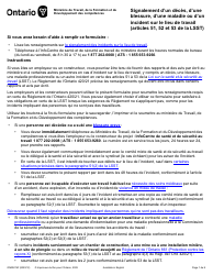 Forme ON00276F Signalement D&#039;un Deces, D&#039;une Blessure, D&#039;une Maladie Ou D&#039;un Incident Sur Le Lieu De Travail (Articles 51, 52 Et 53 De La Lsst) - Ontario, Canada (French)