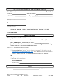 Document preview: Form HOU502 Motion to Expunge Eviction Record and Notice of Hearing - Minnesota