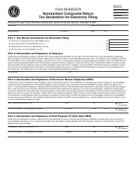 Document preview: Form M-8453CR Nonresident Composite Return Tax Declaration for Electronic Filing - Massachusetts, 2023
