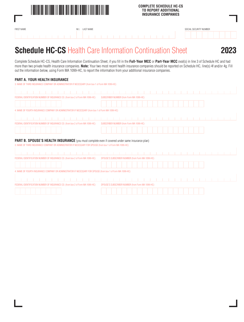 Schedule HC-CS Download Fillable PDF or Fill Online Health Care ...