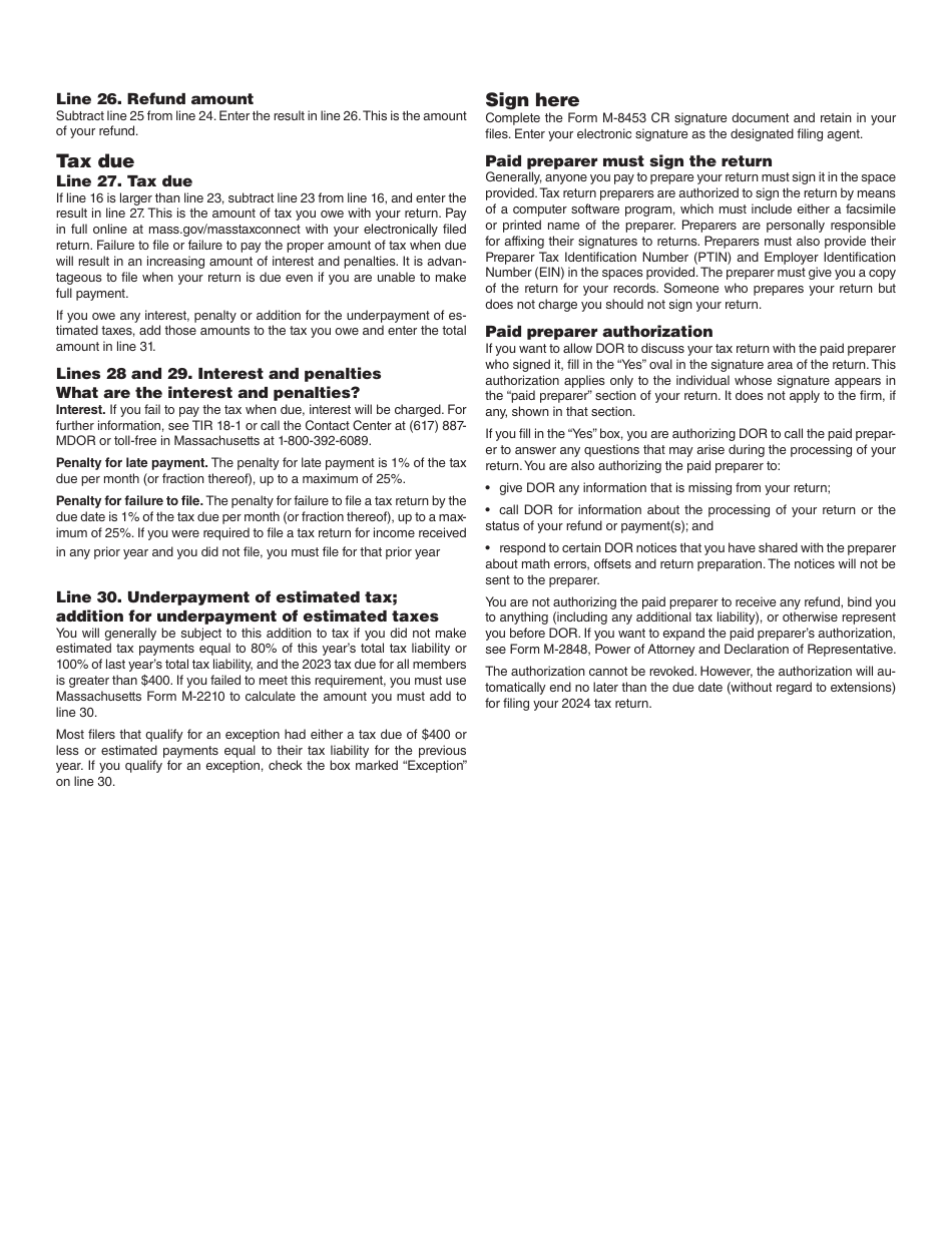 Form MA NRCR Nonresident Composite Return - Massachusetts, Page 6
