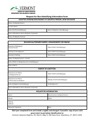 Document preview: Request for Non-identifying Information Form - Vermont
