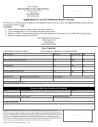 Document preview: Application for a Life Settlement Broker License - Idaho