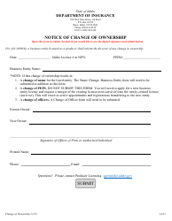 Document preview: Notice of Change of Ownership - Idaho