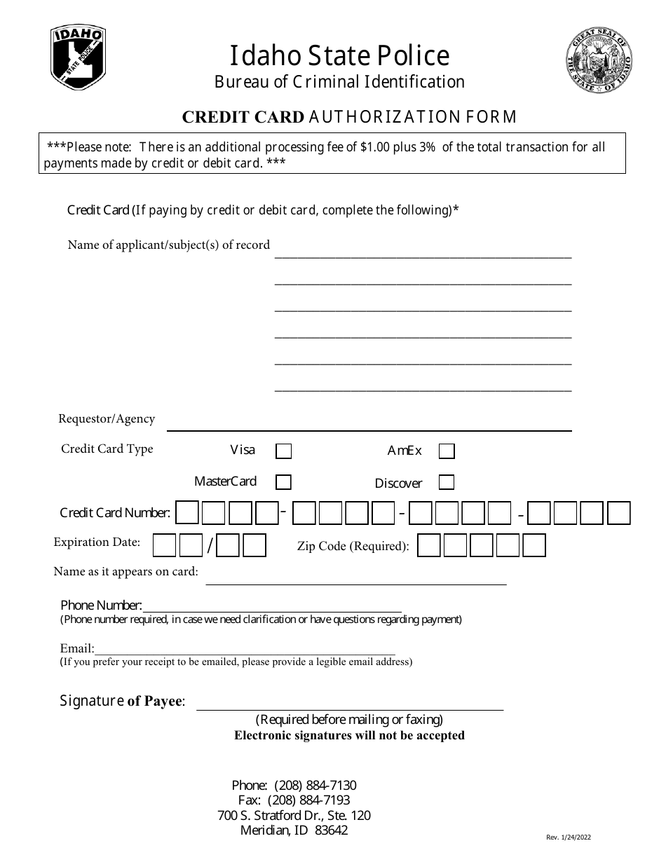 Bail Renewal Fingerprint Packet - Resident - Idaho, Page 3