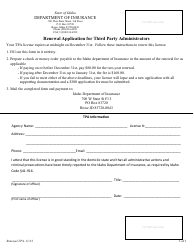Document preview: Renewal Application for Third Party Administrators - Idaho