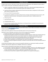 Application for a Life Settlement Provider License - Idaho, Page 2