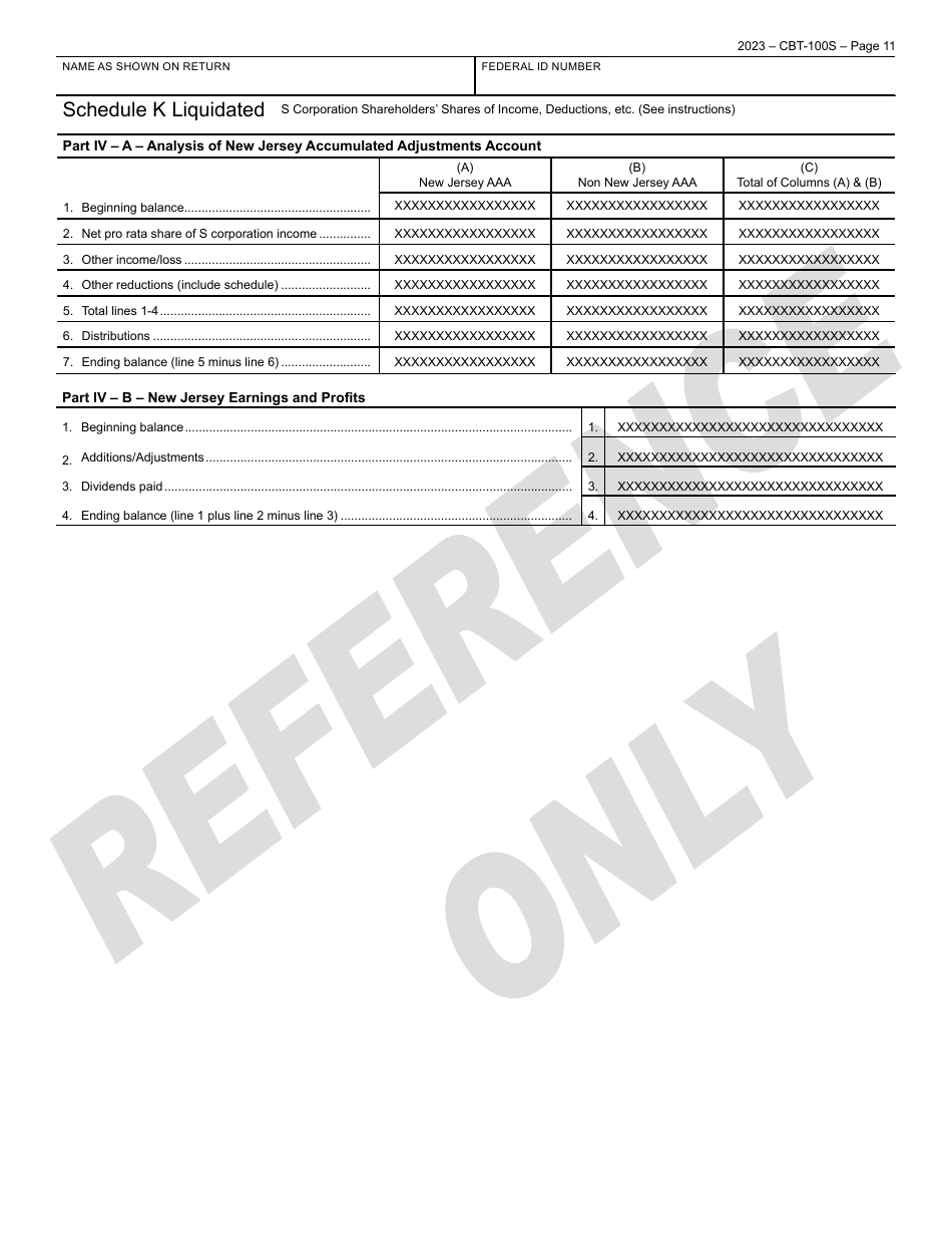 Form CBT-100S New Jersey Corporation Business Tax Return - New Jersey, Page 12