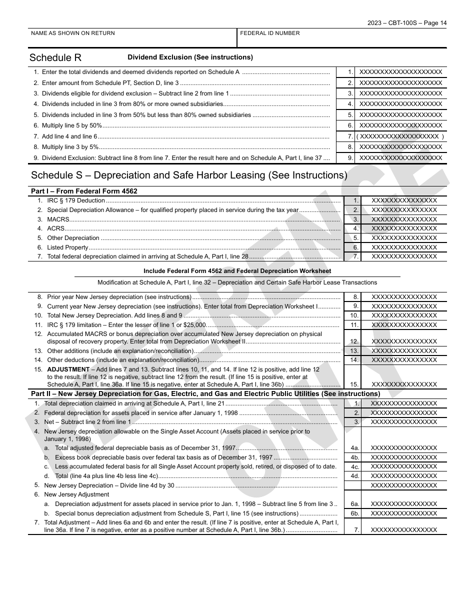 Form CBT-100S New Jersey Corporation Business Tax Return - New Jersey, Page 15