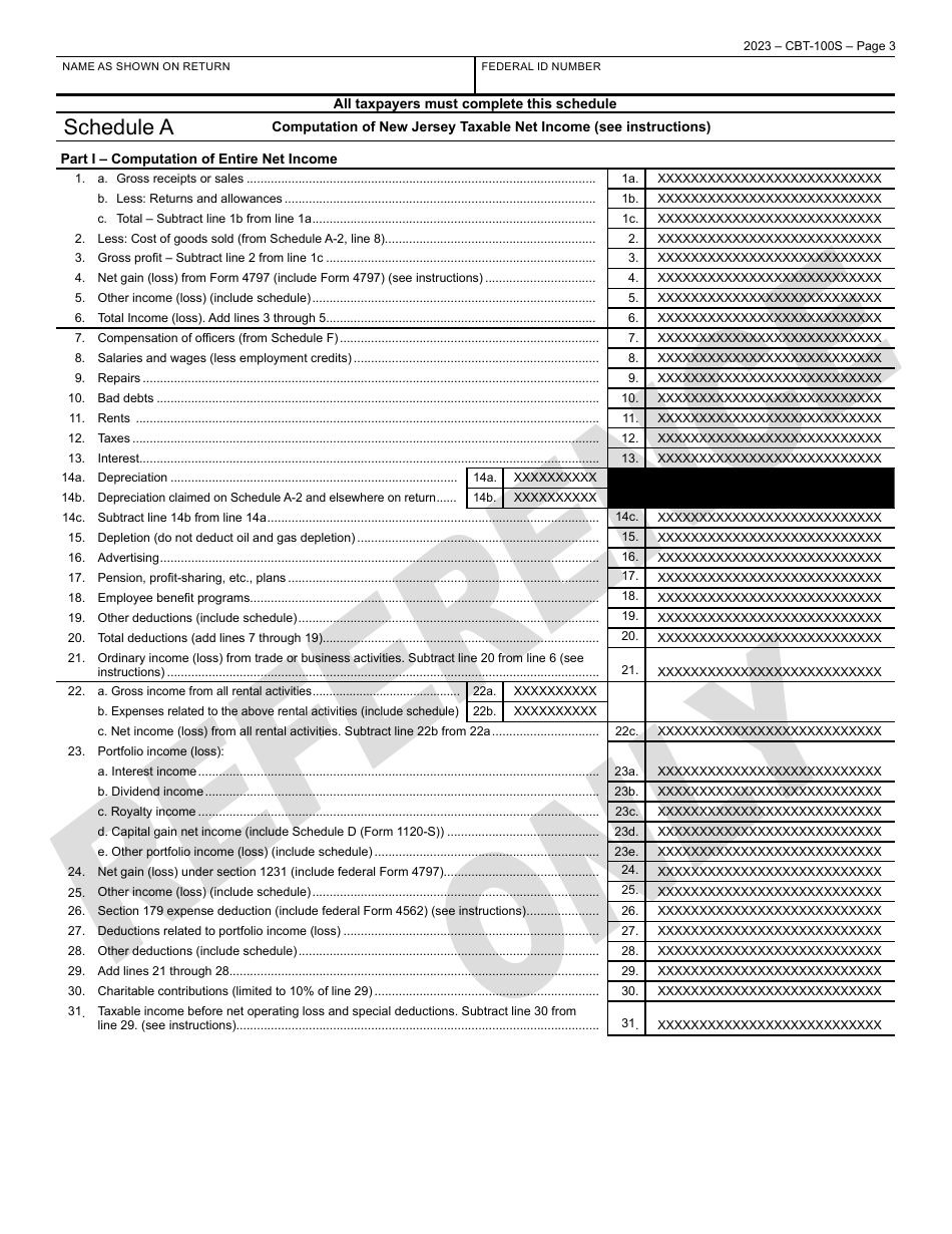 Form CBT-100S New Jersey Corporation Business Tax Return - New Jersey, Page 4
