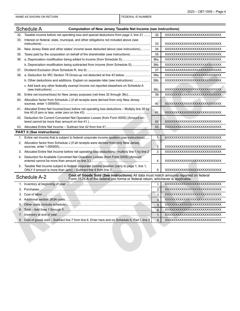 Form CBT-100S New Jersey Corporation Business Tax Return - New Jersey, Page 5