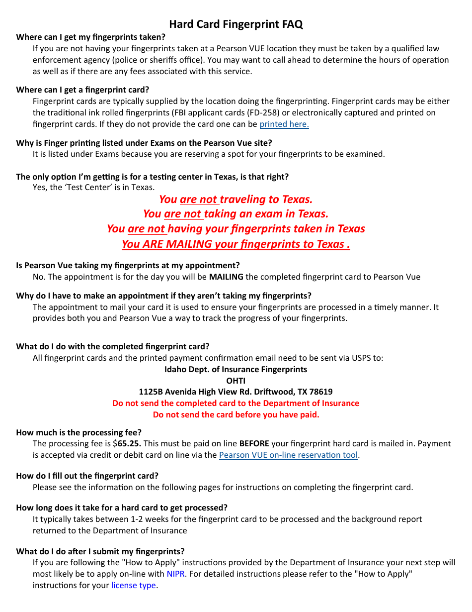 Bail Renewal Fingerprint Packet - Non-resident - Idaho, Page 4