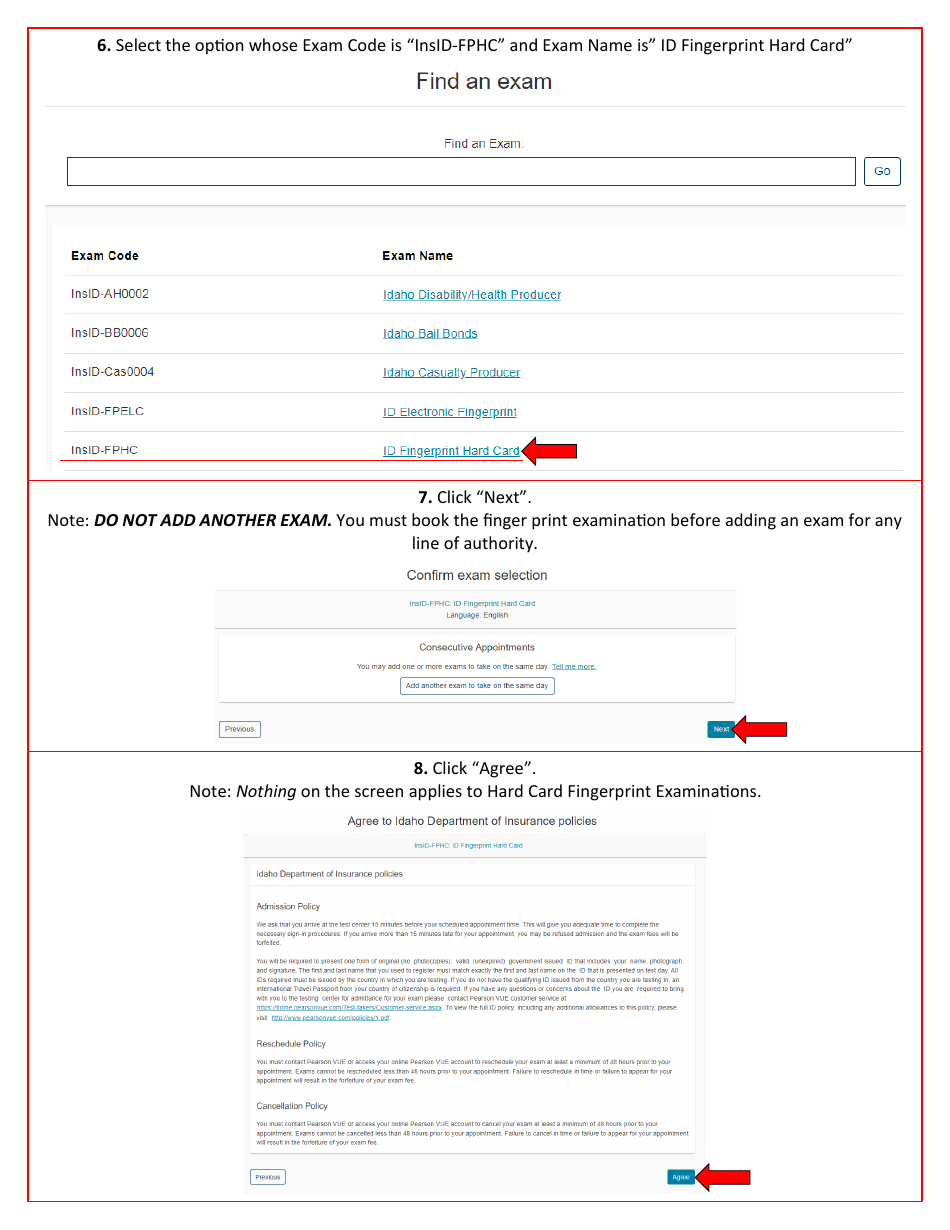 Bail Renewal Fingerprint Packet - Non-resident - Idaho, Page 8